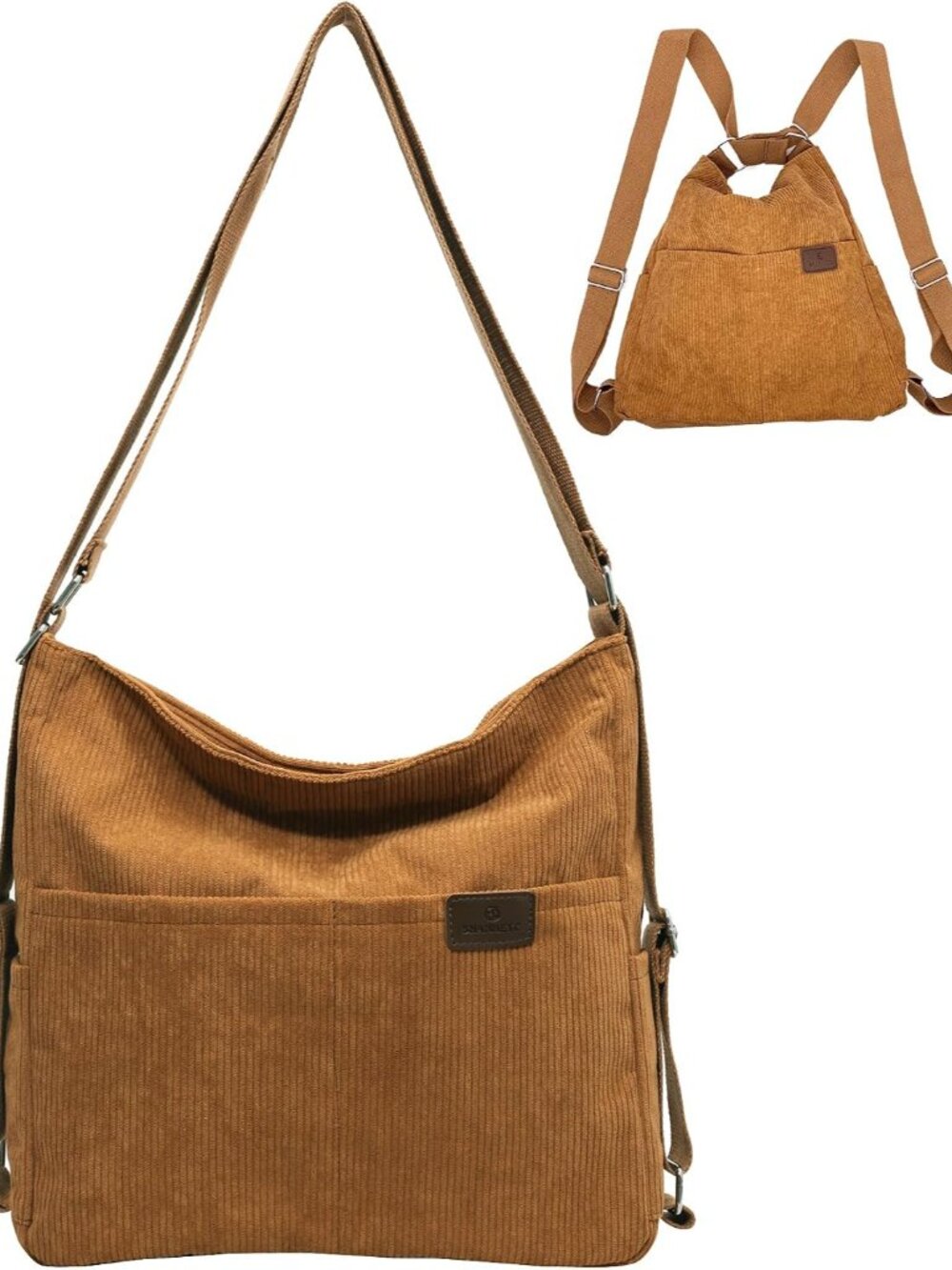Corduroy Tote Bag for Women Convertible Backpack Purse Crossbody Hobo Handbags f